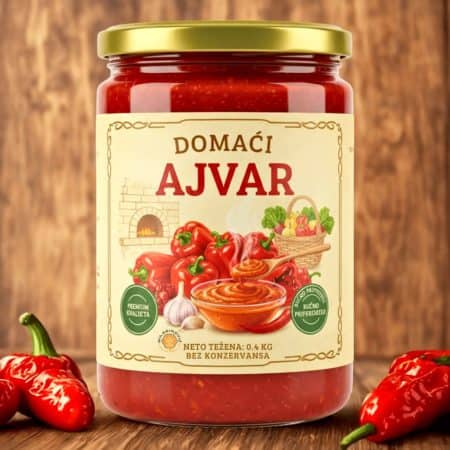 Domaći ajvar — pečena paprika, bez konzervansa, 400 g