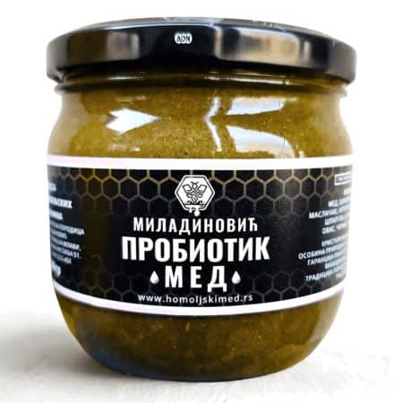Probiotik med sa biljnim vlaknima iz cikorije i inulina u staklenoj tegli